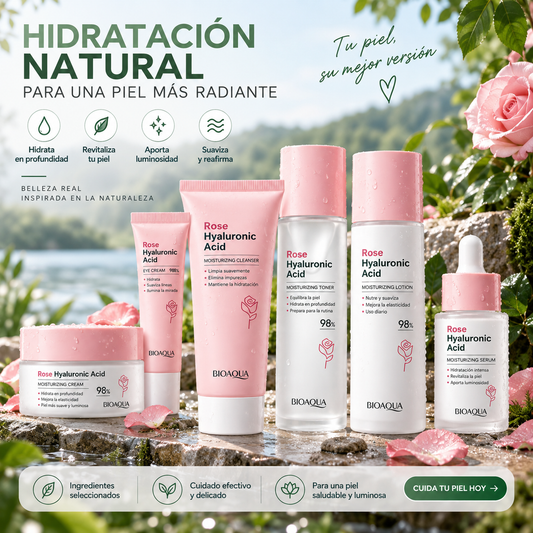 Kit de skincare de rosas y ácido hialurónico Bioaqua