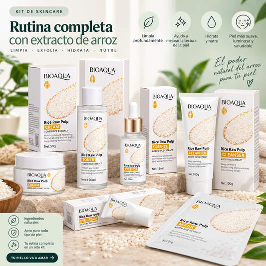 Kit de skincare de arroz Bioaqua – 7 piezas