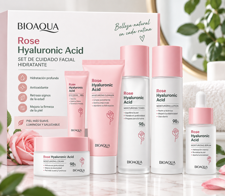Kit de skincare de rosas y ácido hialurónico Bioaqua