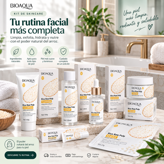 Kit de skincare de arroz Bioaqua – 7 piezas